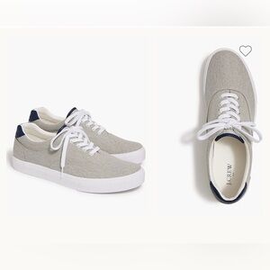 J Crew Casual Comfort Low Grey Canvas Lace Up Sneakers Size 9